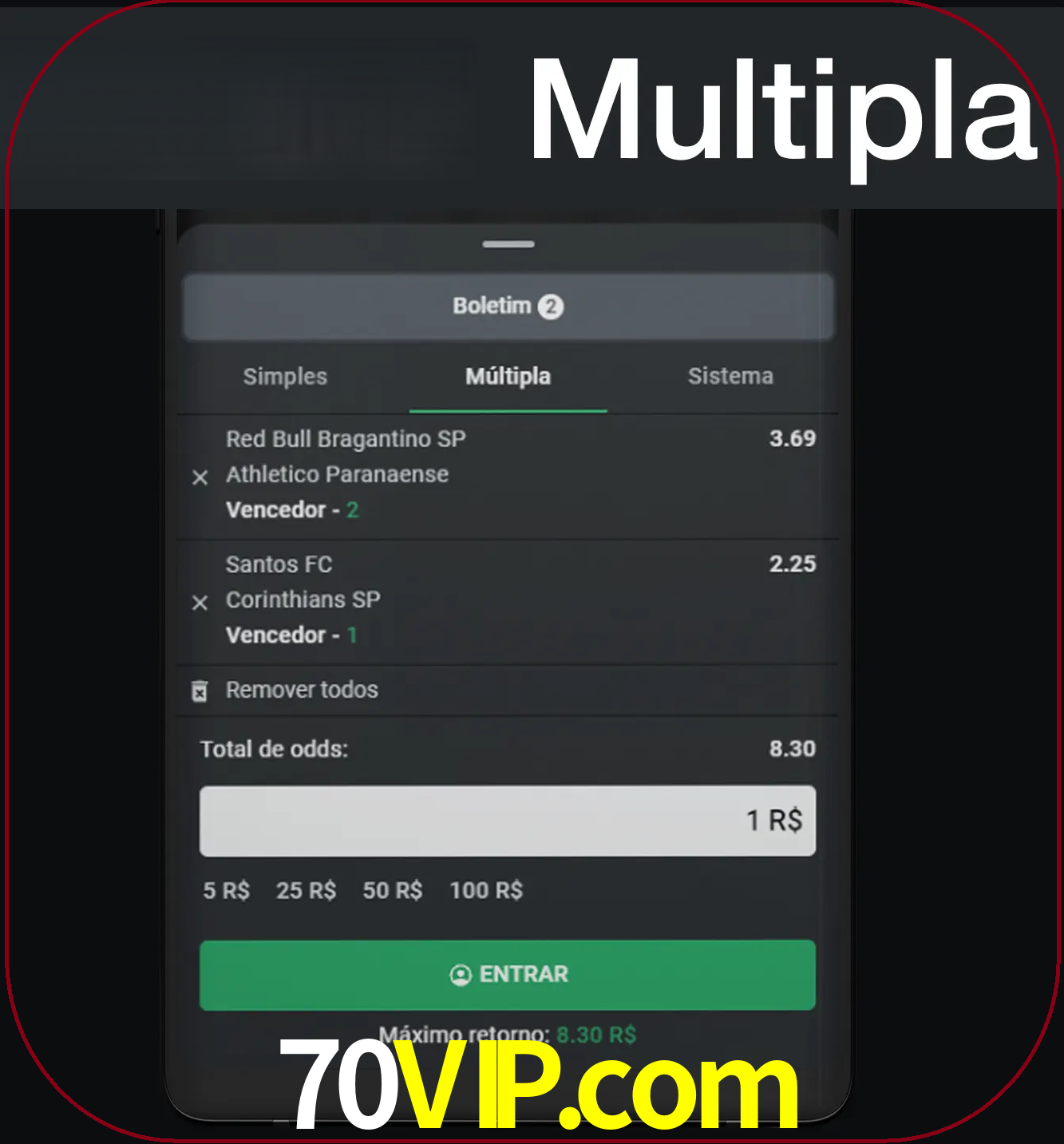 Faça apostas mais valiosas com mais de duas apostas.