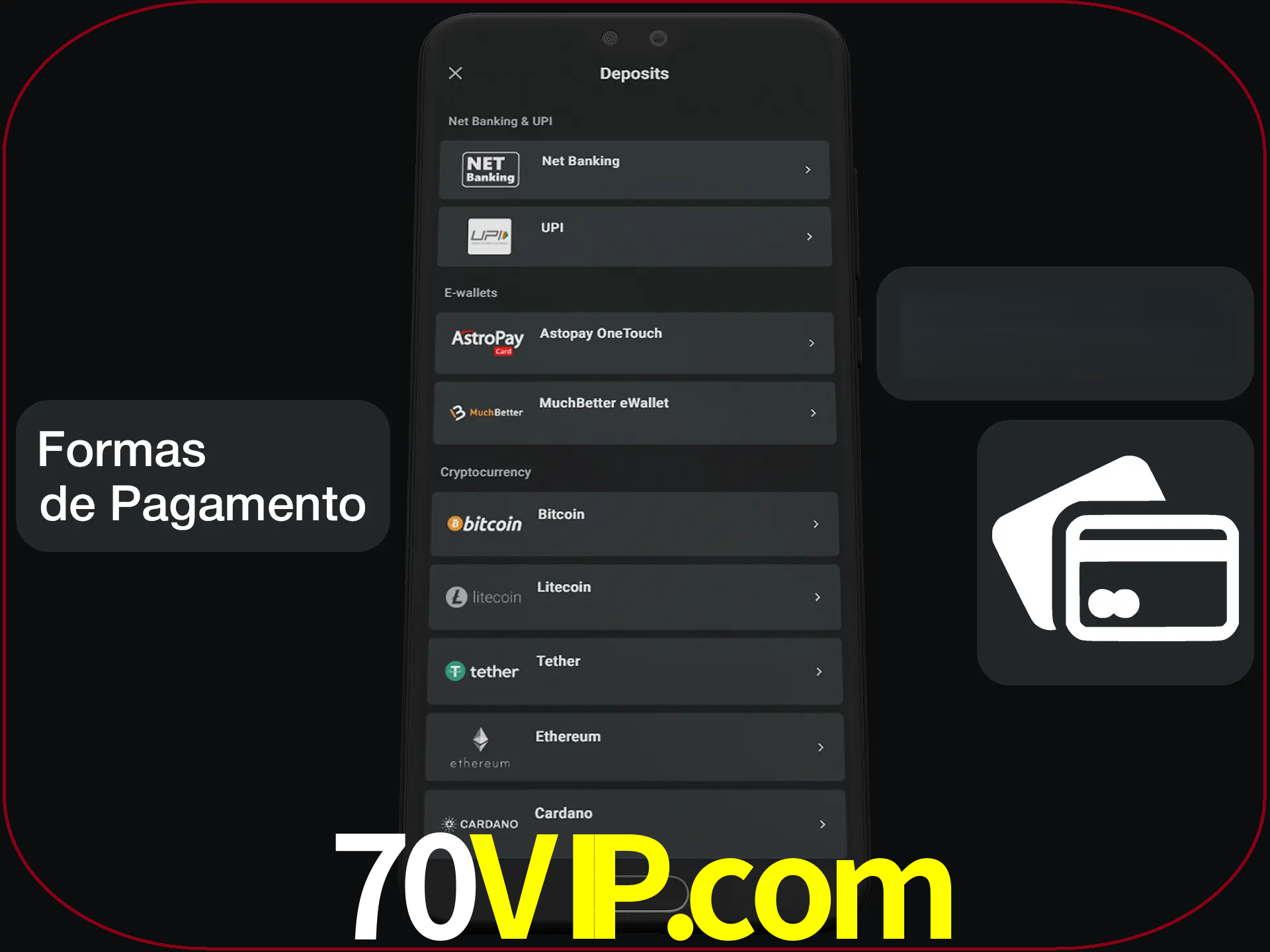 Escolha a forma de pagamento de sua preferência.
