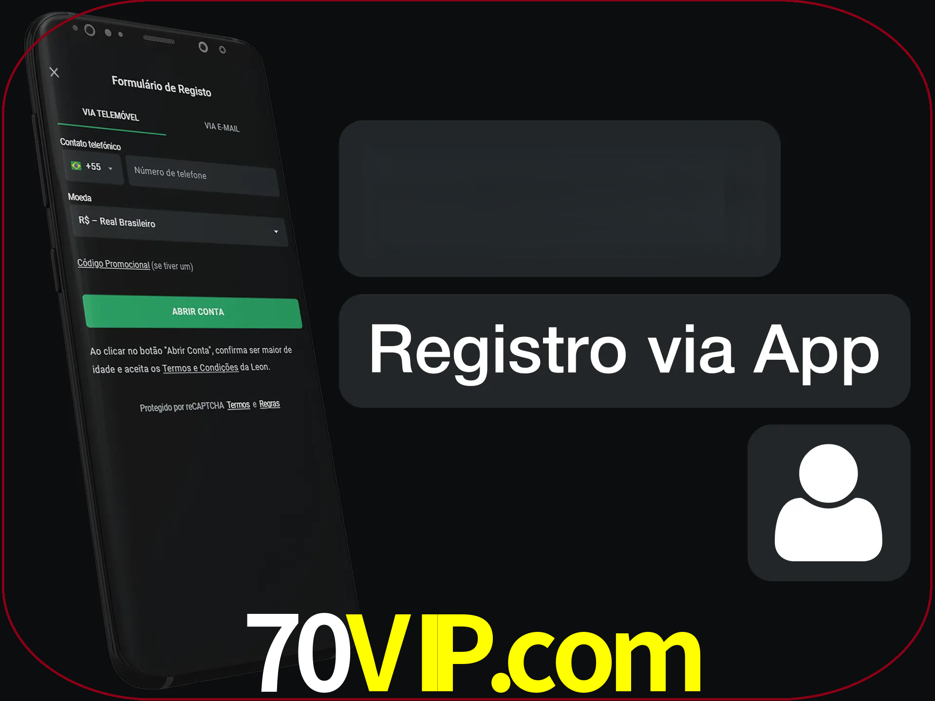 Registre-se com duas etapas usando o aplicativo.