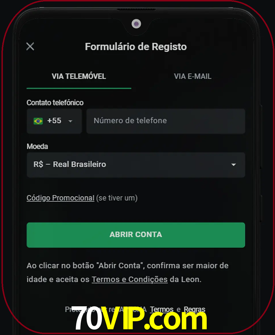 Abra o aplicativo e inicie o processo de registro.