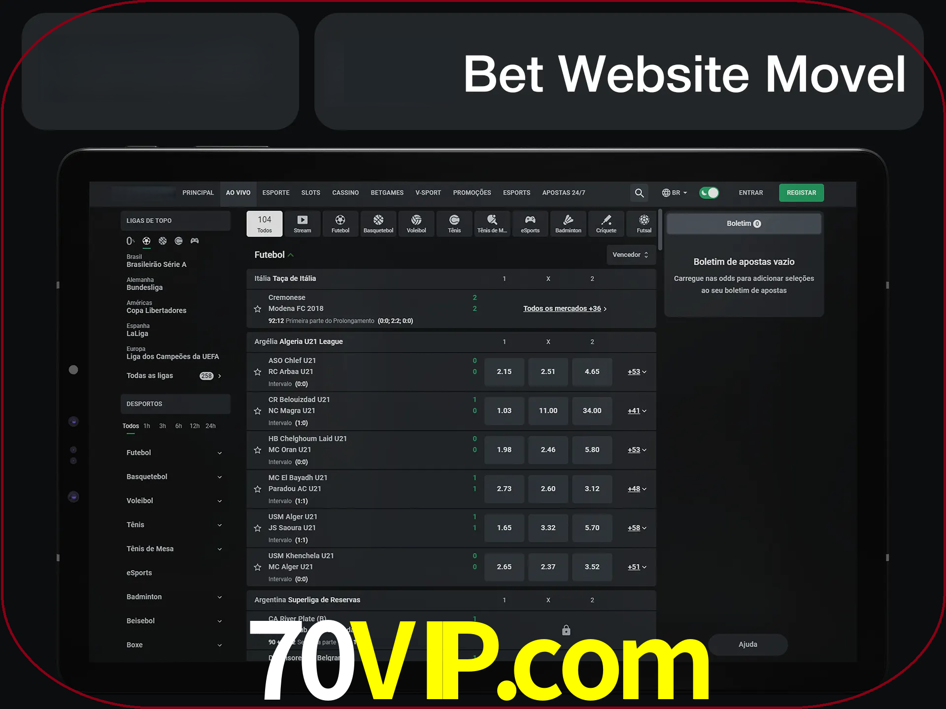 Use nosso website em qualquer dispositivo.