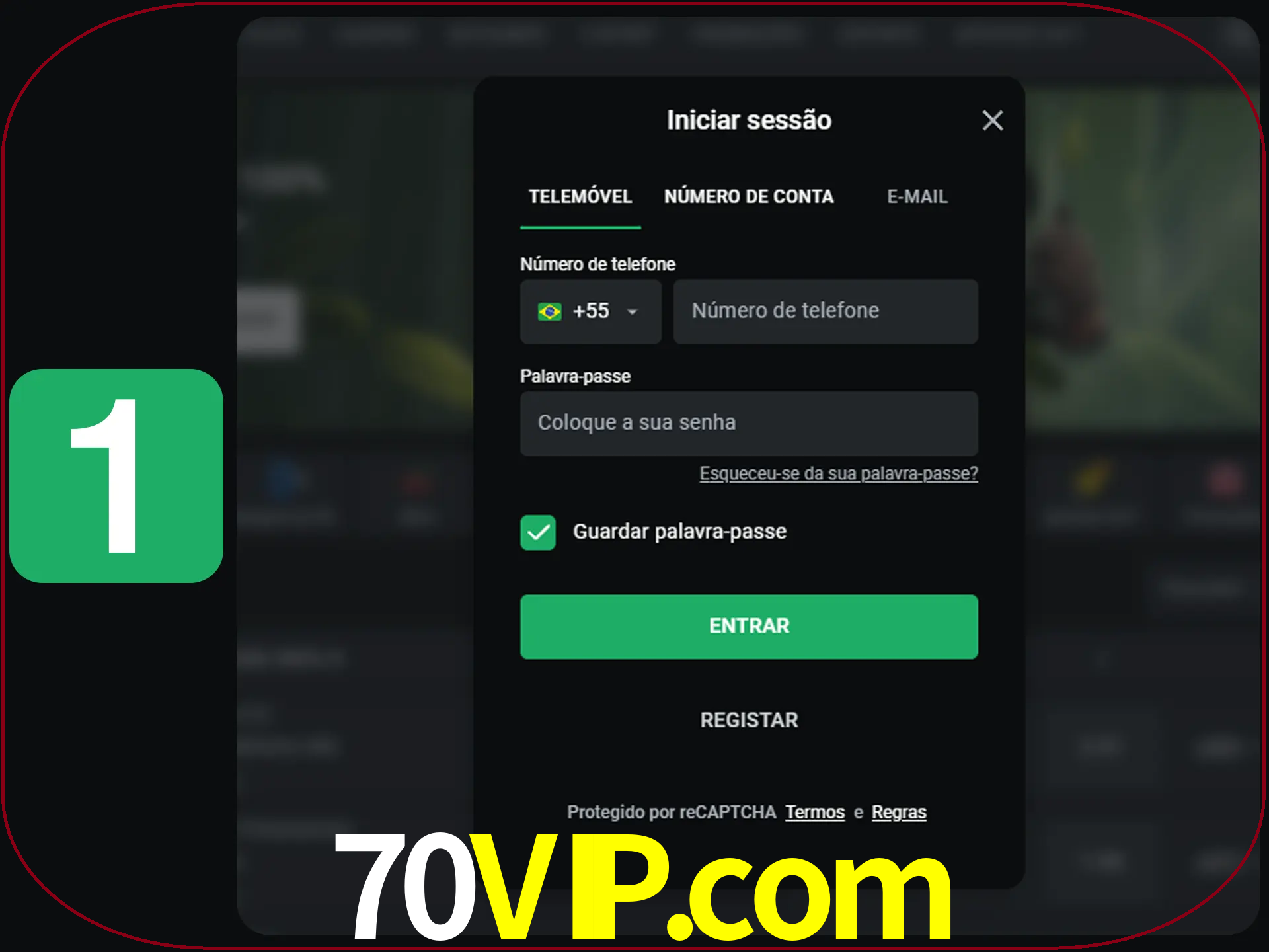 Clique no botão Entrar.